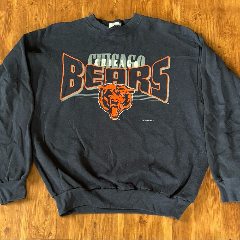 Vintage 1995 NFL Chicago Bears Blue and Orange Crewneck Sweater